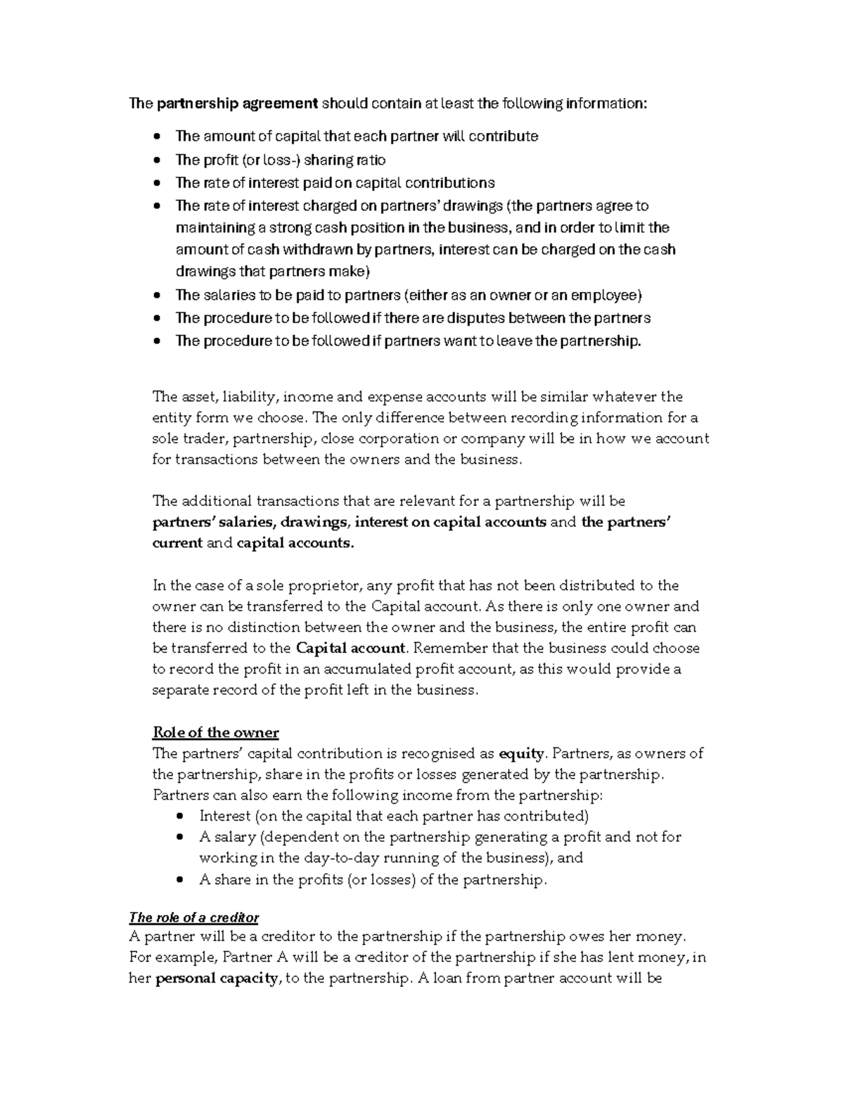 Partnerships Notes: Key Elements & Financial Transactions (ACC 101 ...
