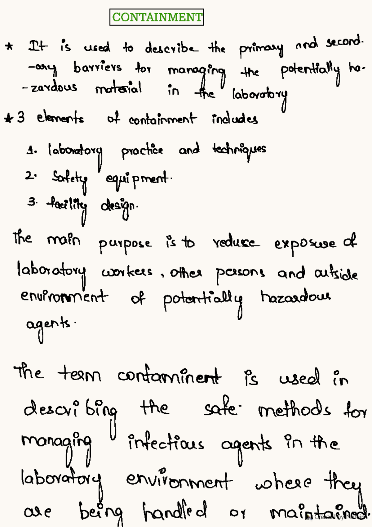 Scratch paper - Notes - CONTAINMENT It is used to describe the primary ...