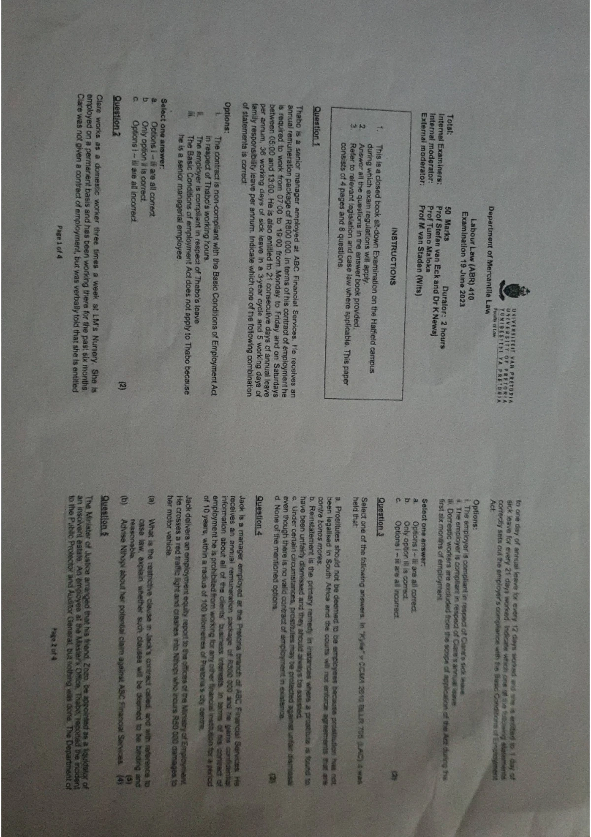 ABR 410 – Semester Test 1 Memorandum & Legal Principles Summary - Studocu