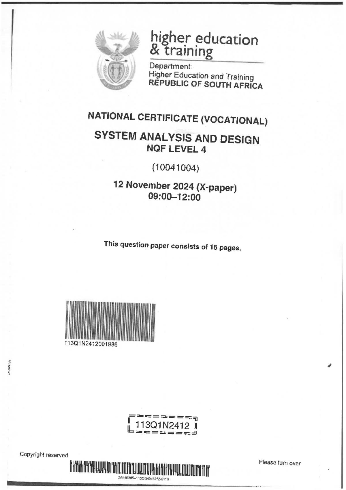 NQF Level 4 System Analysis and Design Final Exam - Studocu