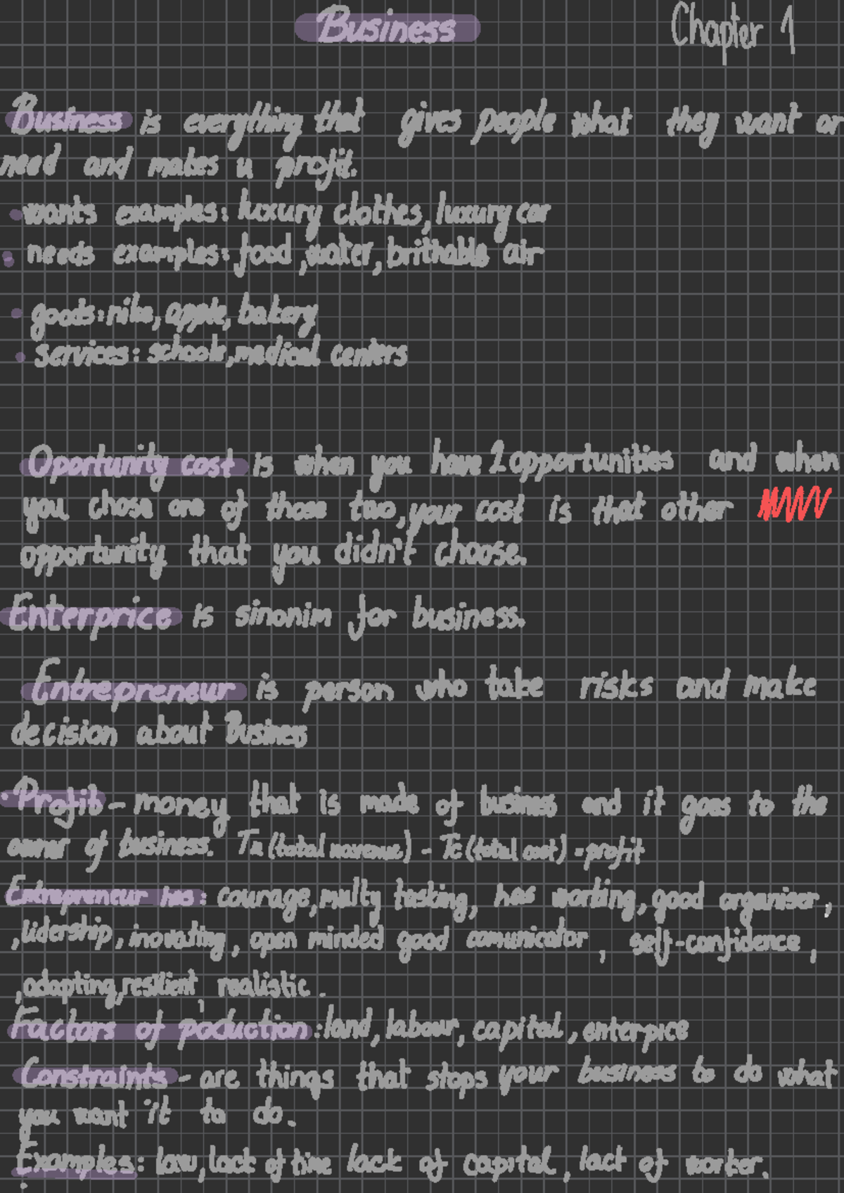 Chapter 1 - Notes - Business Chapter 1 Business is everything that ...
