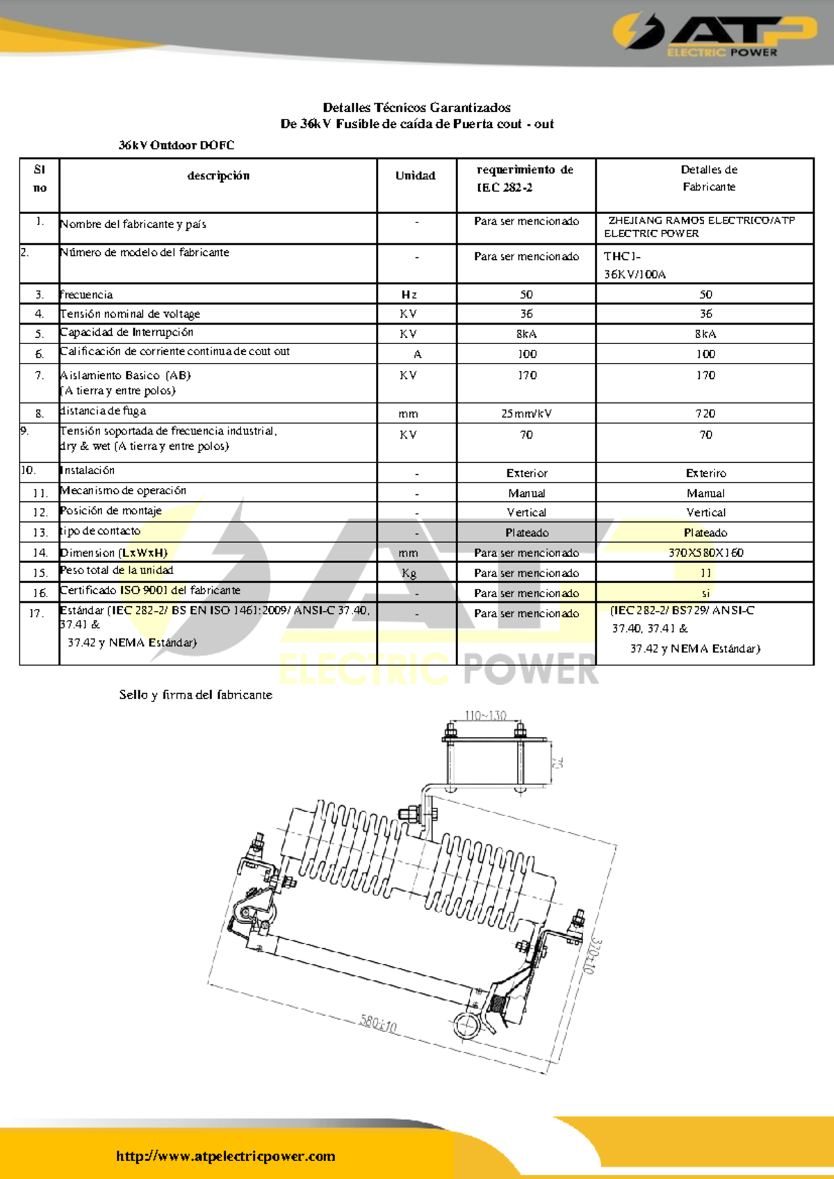 Detalles Técnicos del Fusible de 36kV DOFC - IEC Standards - Studocu