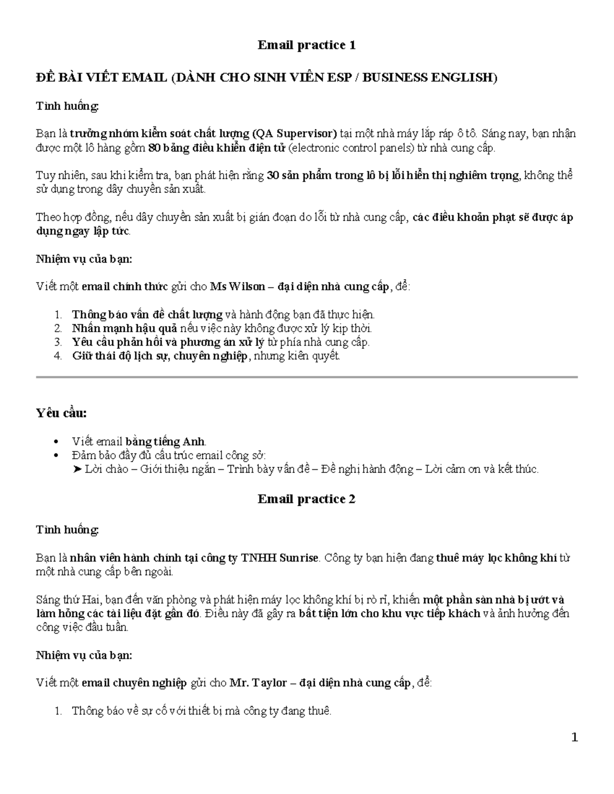 SV-Email Practice: 3 Professional Email Scenarios for Business English ...