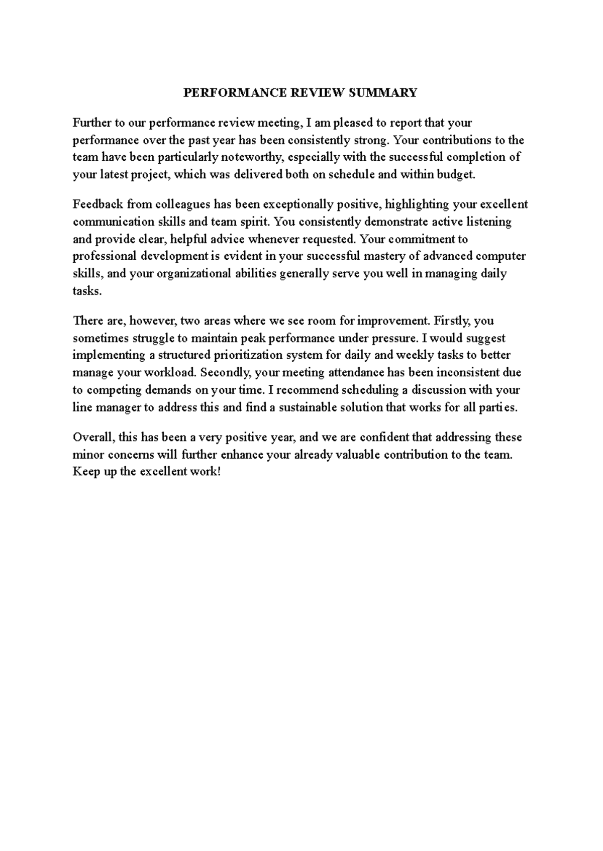 Unit 5 Performance Review Summary - Essential Feedback and Insights ...