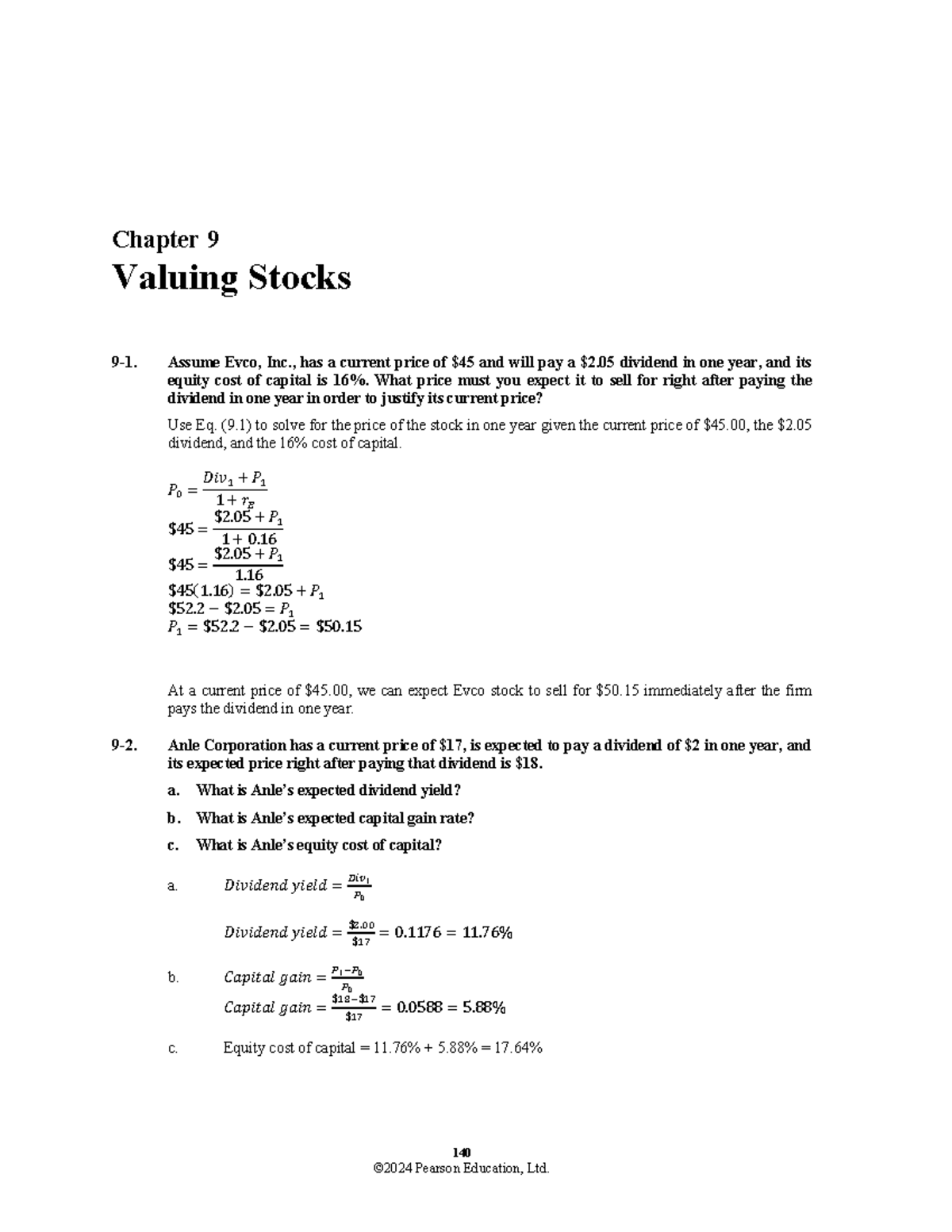 Chapter 9: Stock Valuation Questions (Book Q C9) - Studocu