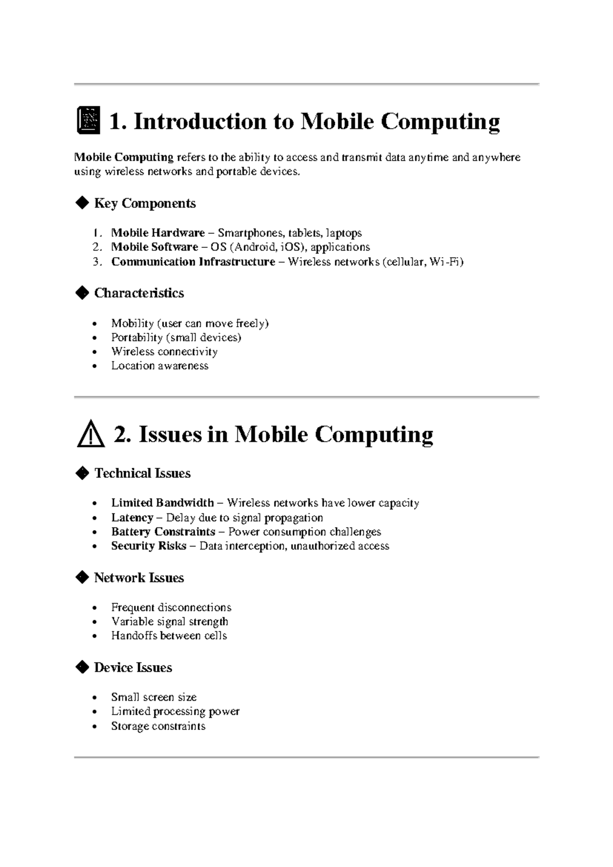 Mobile Computing Overview: Key Concepts and Challenges - Studocu