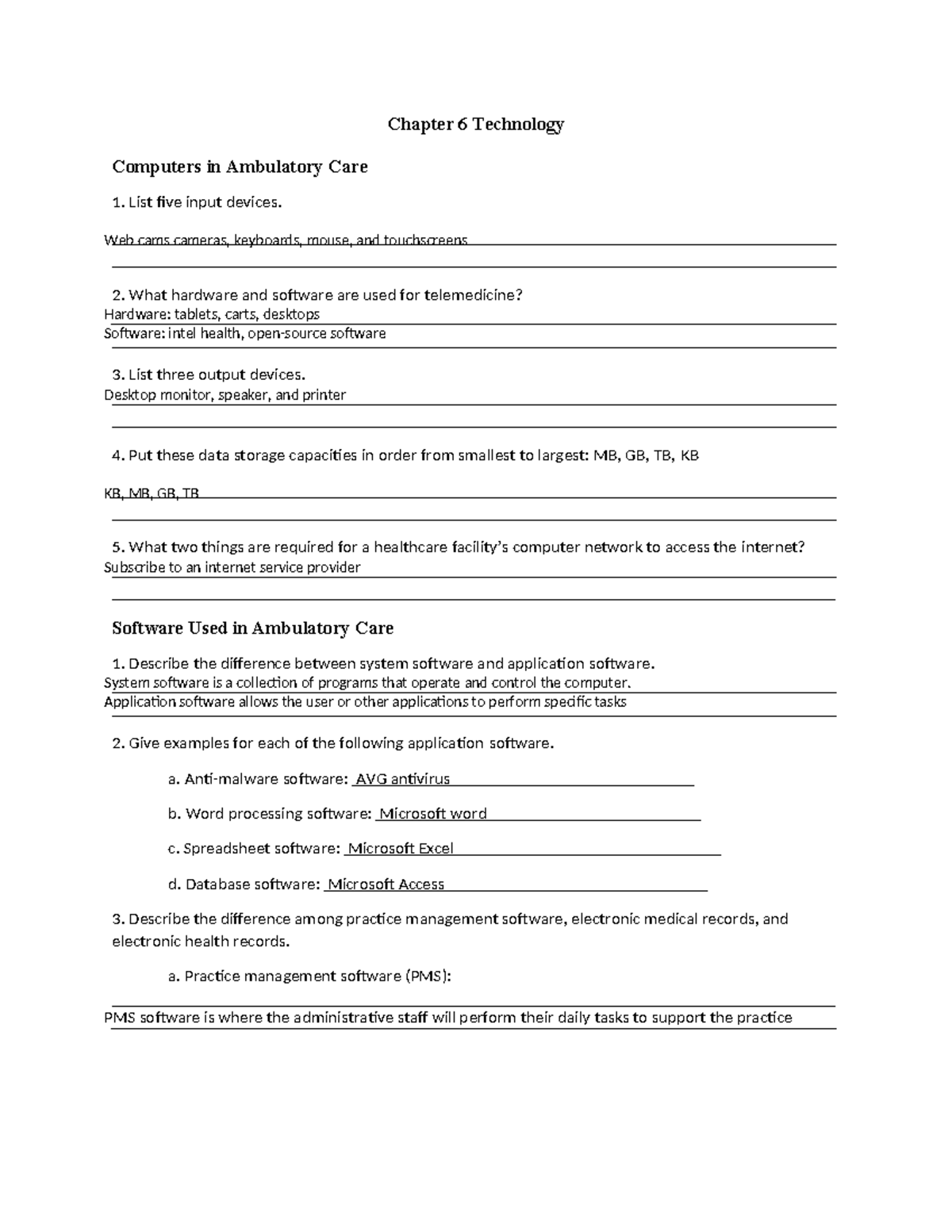 Week 3 Assignment Worksheet chapter 6 technology - Chapter 6 Technology ...