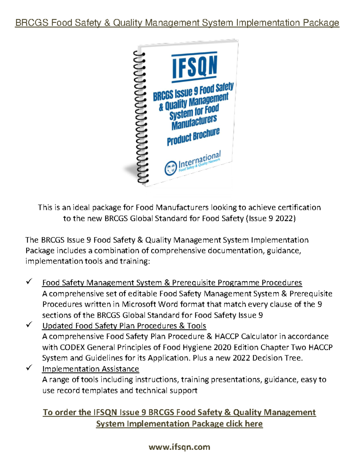 BRCGS Food Safety Quality Management System Package (Issue 9 2022 ...