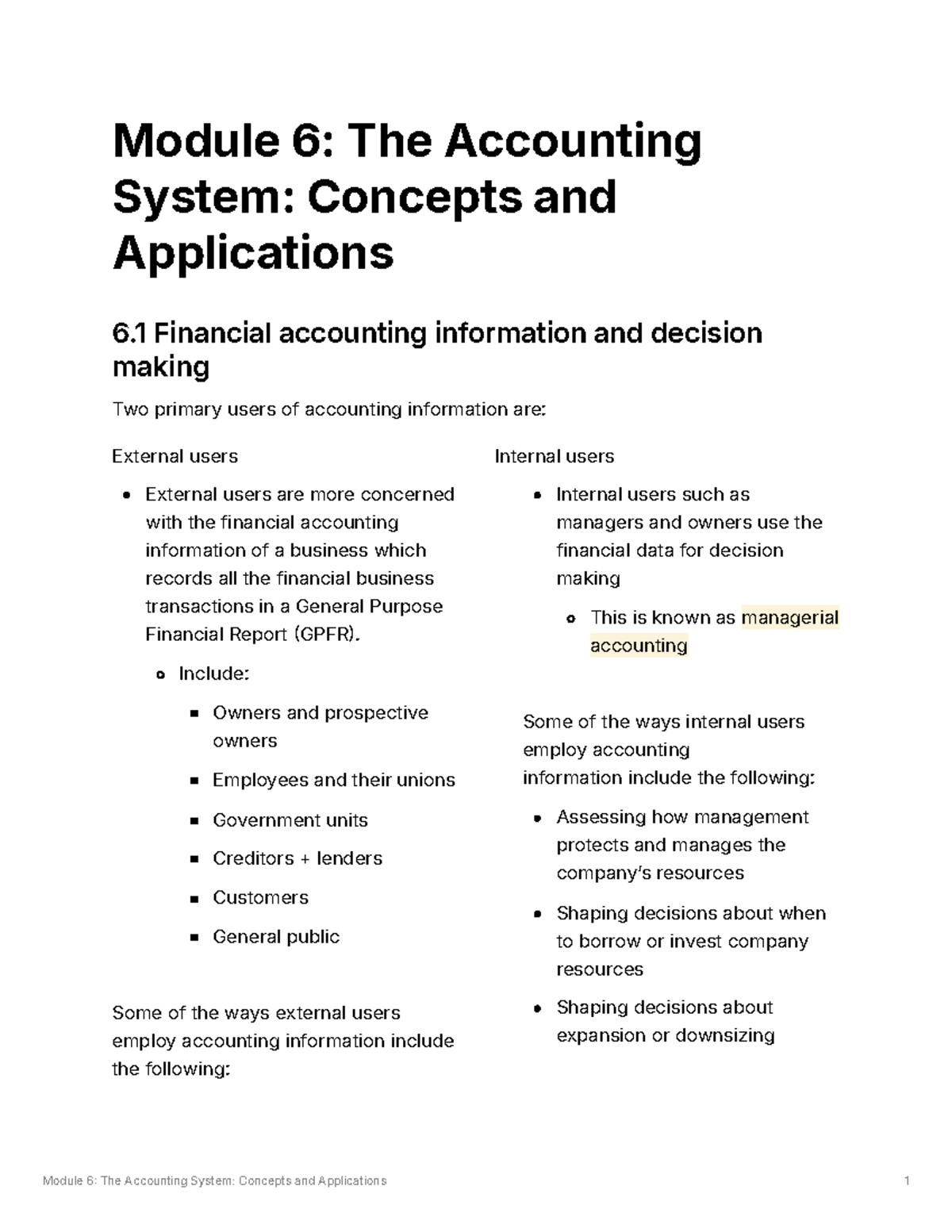 Module 6: Accounting System Concepts & Applications - Financial Info ...