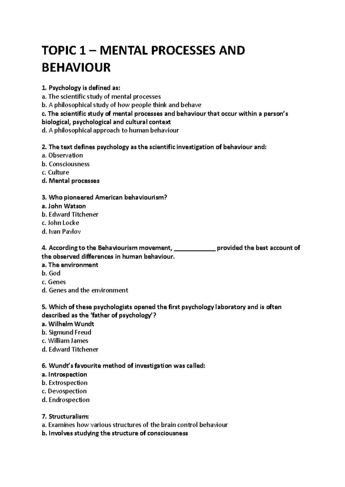 Psychology 101: Exam Study Guide on Key Concepts & Theories - Studocu