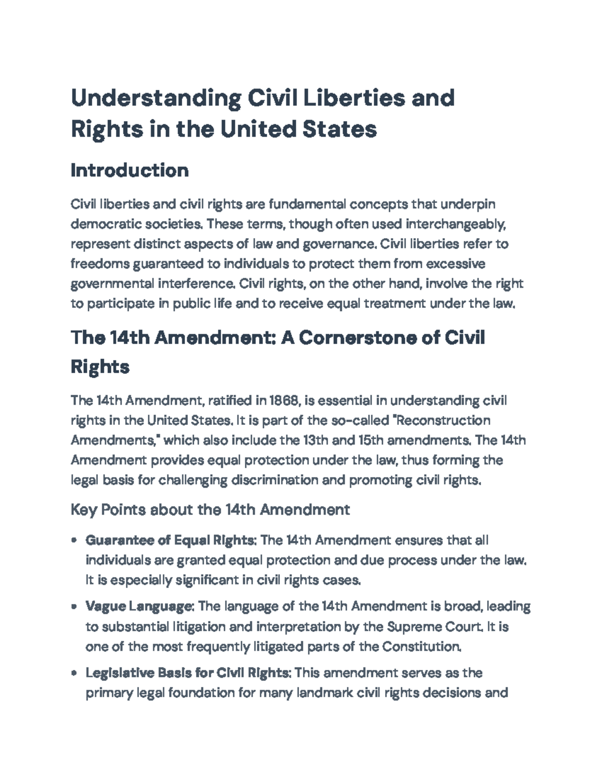 Understanding Civil Liberties and Rights in the U.S. (POLI 101 ...