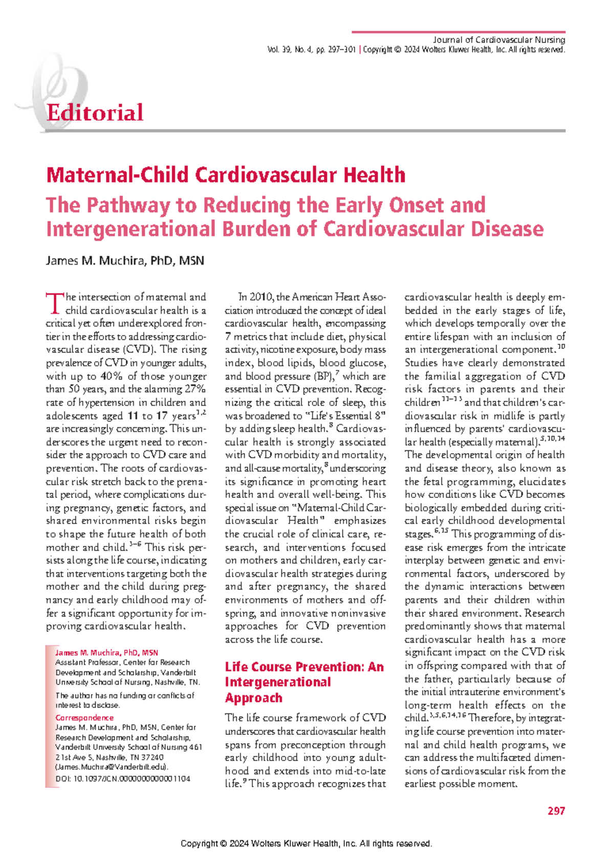 Maternal and Child Cardiovascular Health: A Life Course Perspective ...