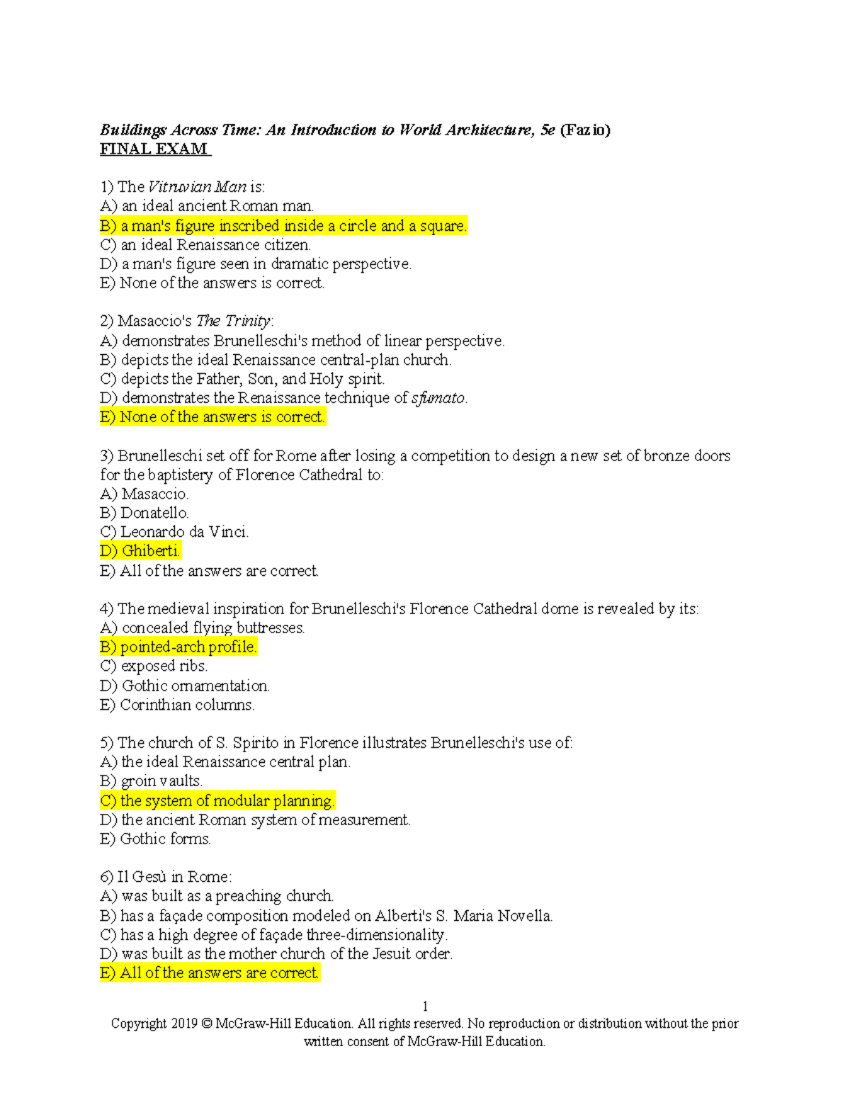 History of Architecture (ARCH 201) Final Exam Study Guide - Studocu