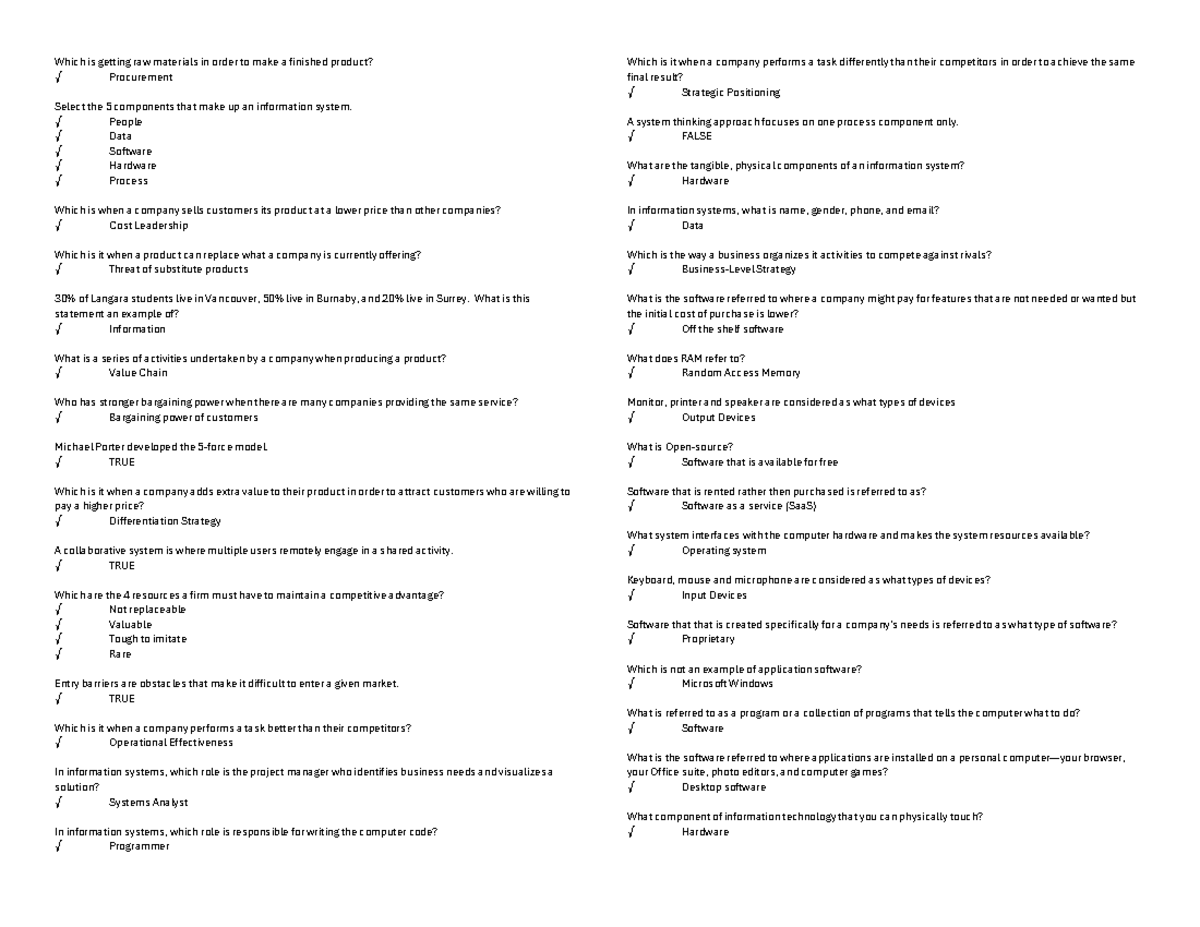 MIS Midterm Exam Study Guide: Key Concepts and Terms - Studocu