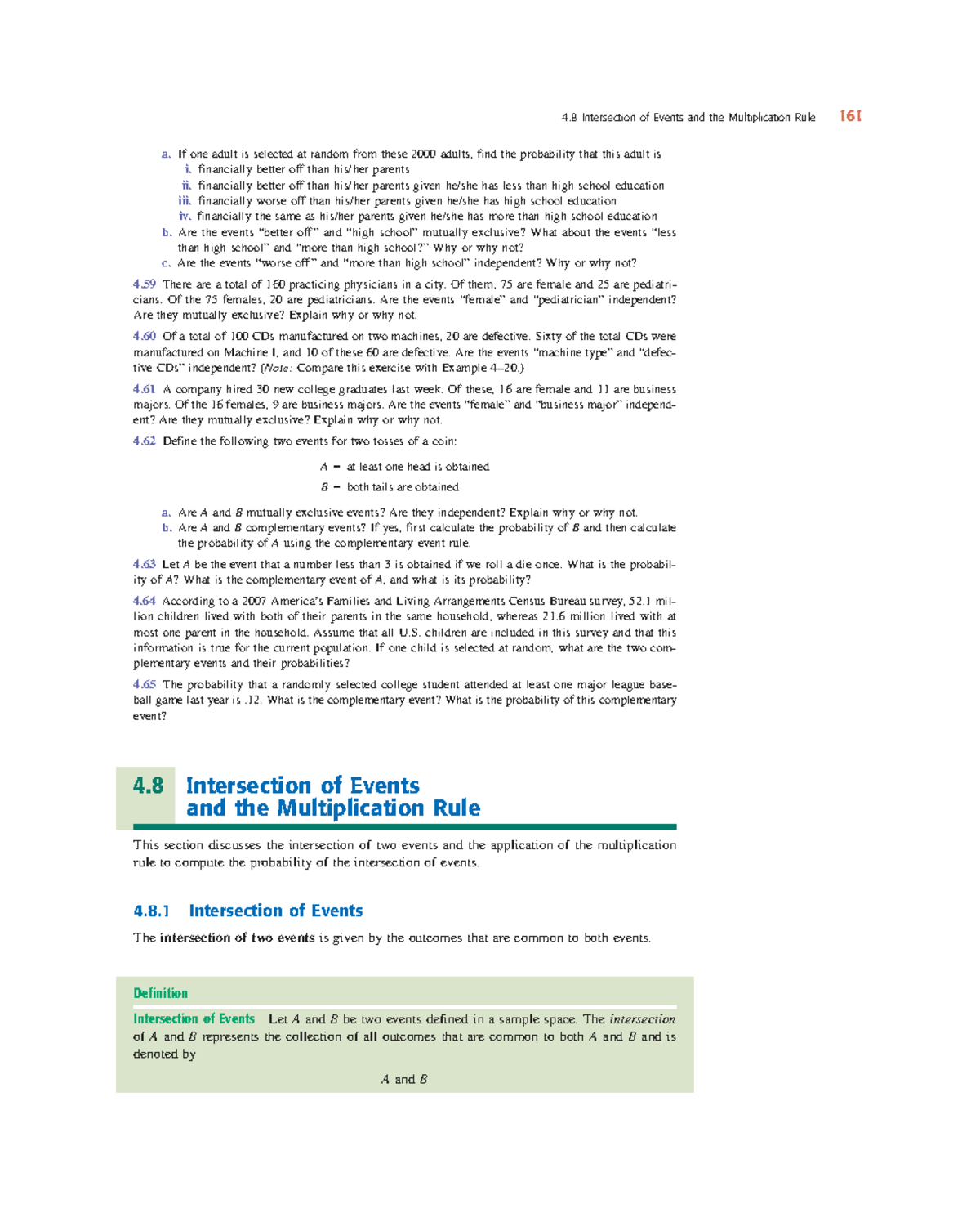 Introductory Statistics 7th Ed – Chapter 4.8: Intersection of Events ...