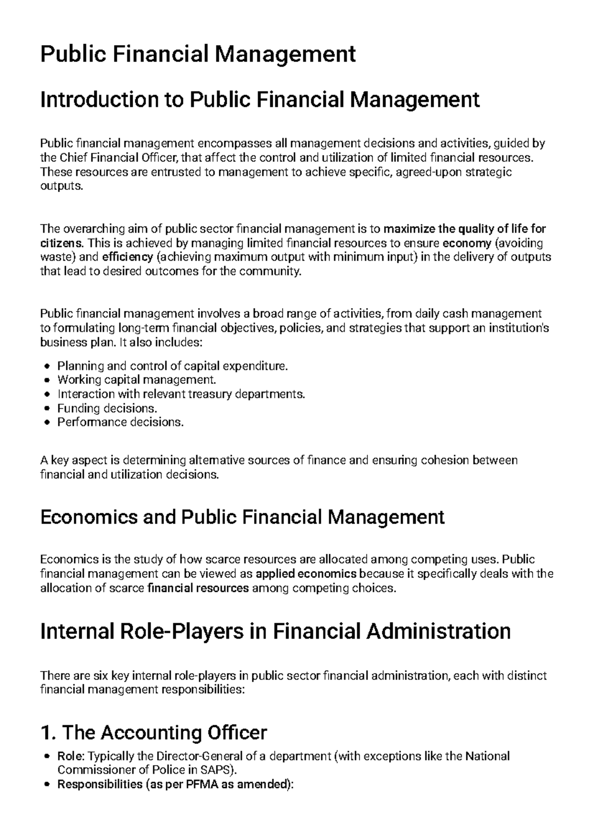 Introduction to Public Financial Management - Studocu