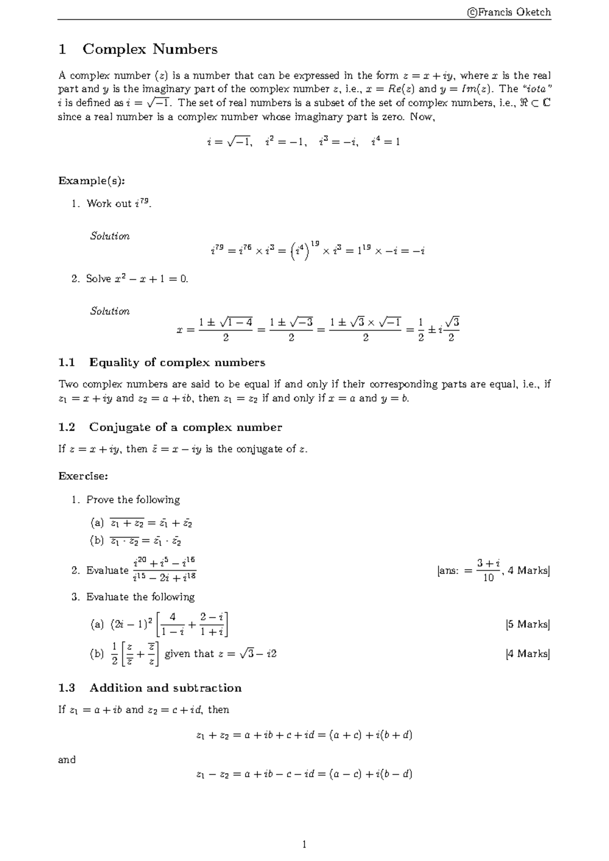 Complex Numbers: A Comprehensive Study Guide (MATH 101) - Studocu