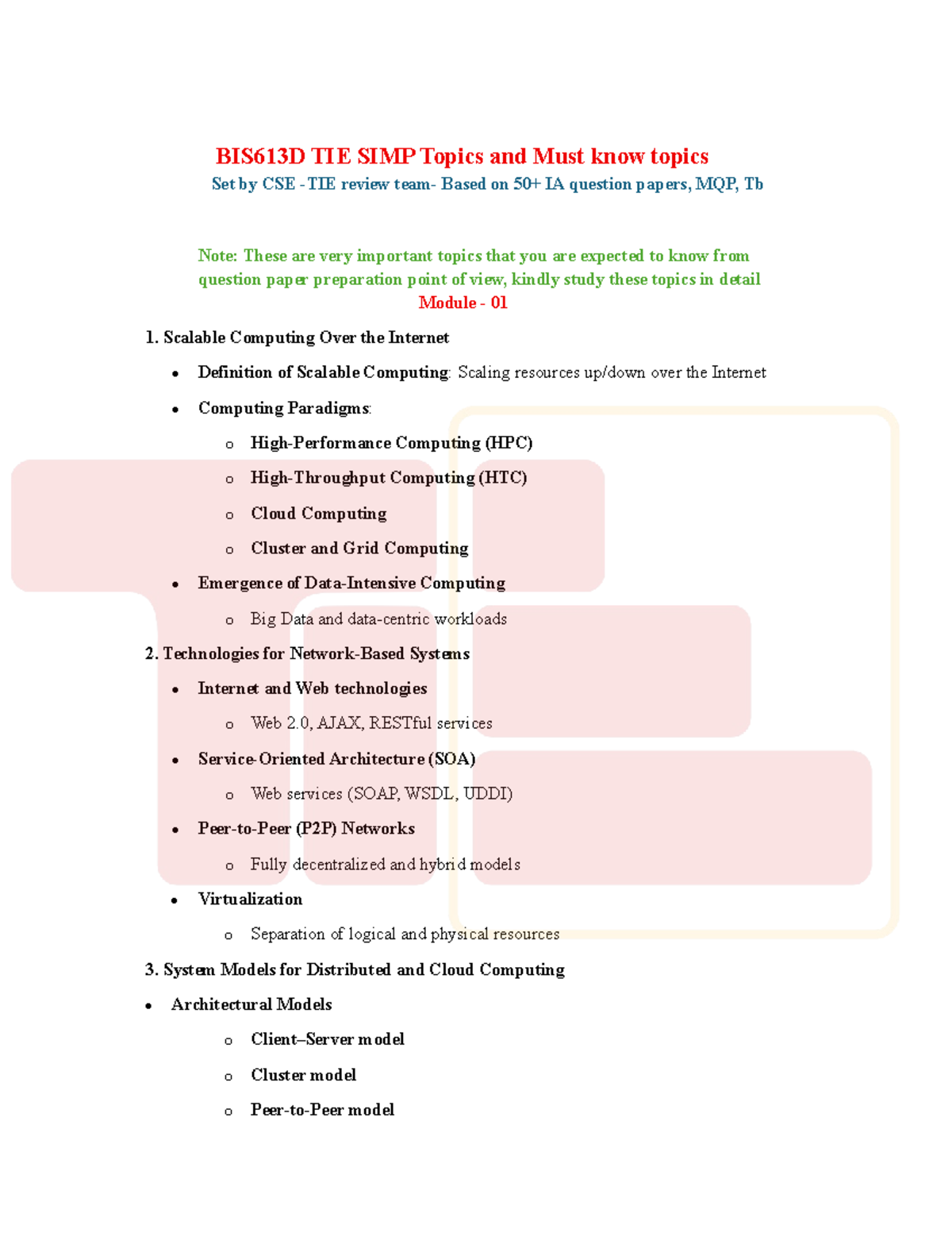BIS613D TIE SIMP Essential Topics for CSE Exam Prep and Review - Studocu
