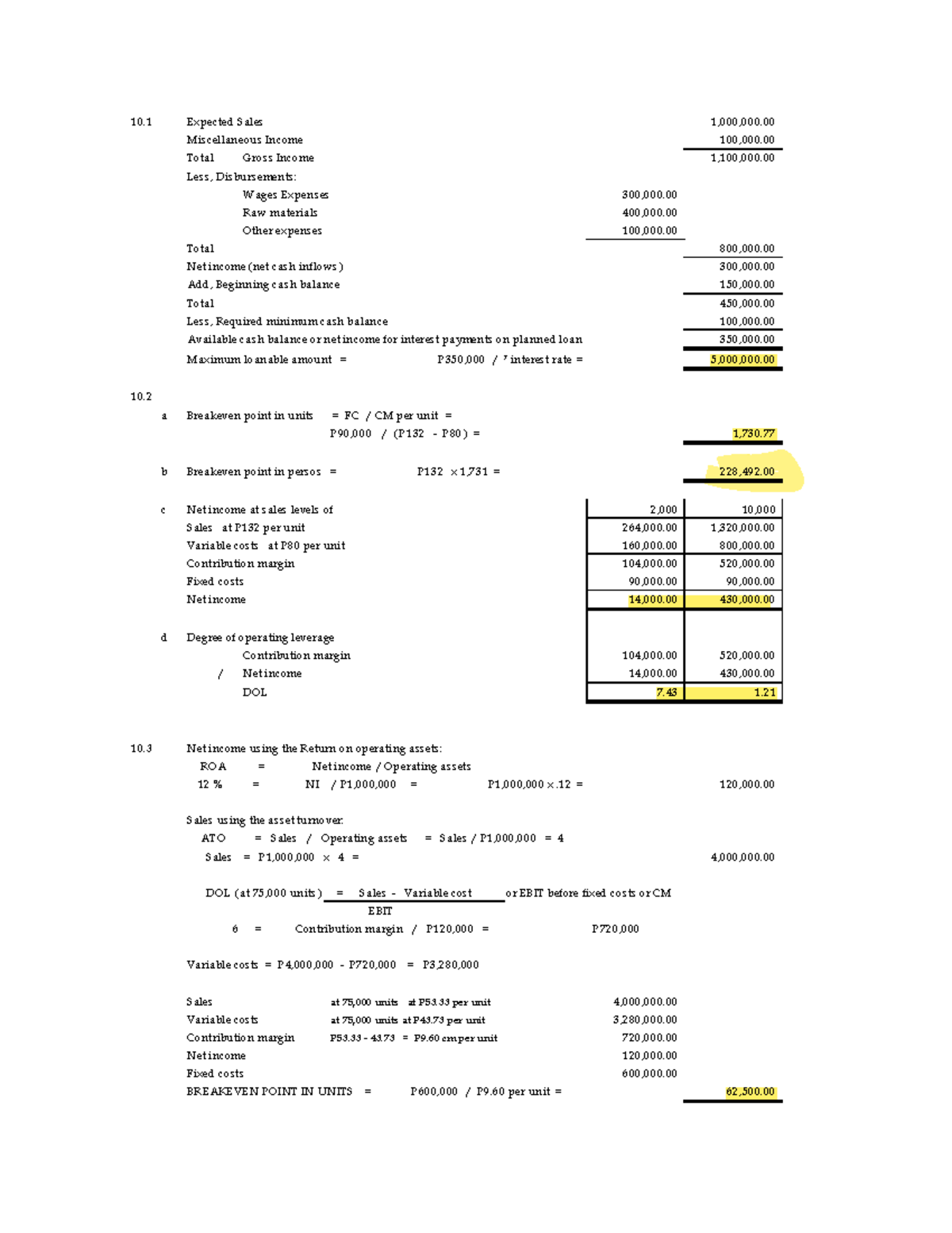 Chapter 10 ( Finman) - SDFDSFD - 10 Expected Sales 1,000,000 ...