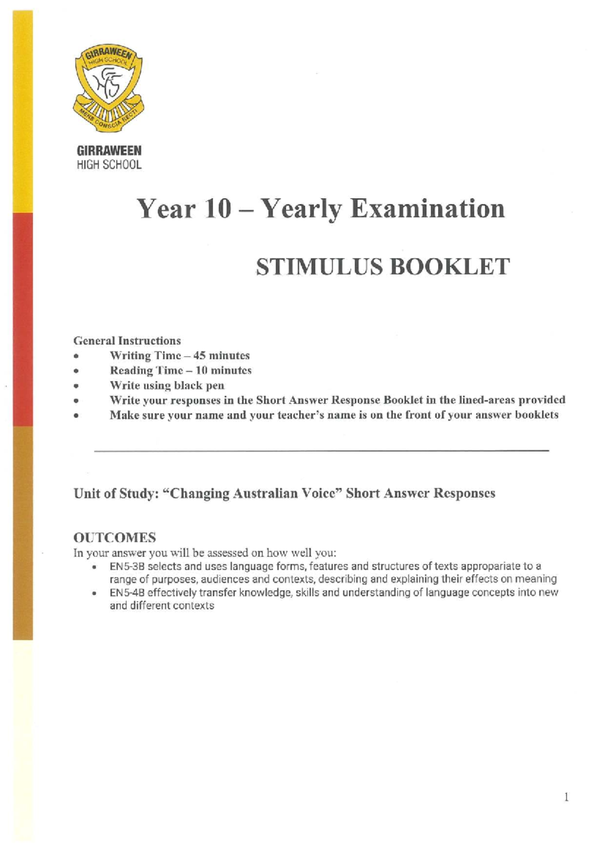 Year 10 Yearly Exam Short Answer Responses 2023 - Multiculturalism Focus - Document Preview
