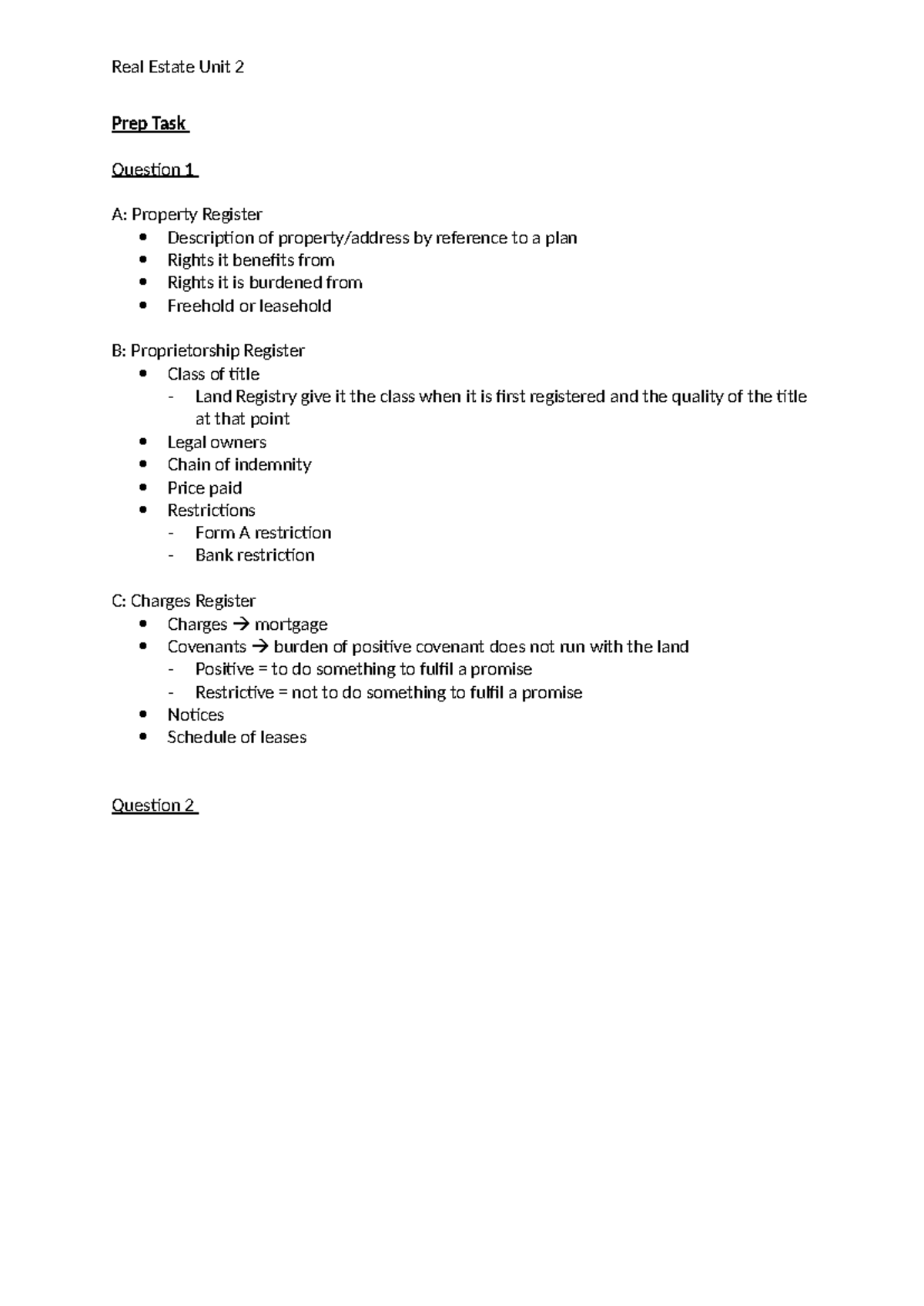 Real Estate Unit 2 - Workshop 2 Notes on Property Registration - Studocu