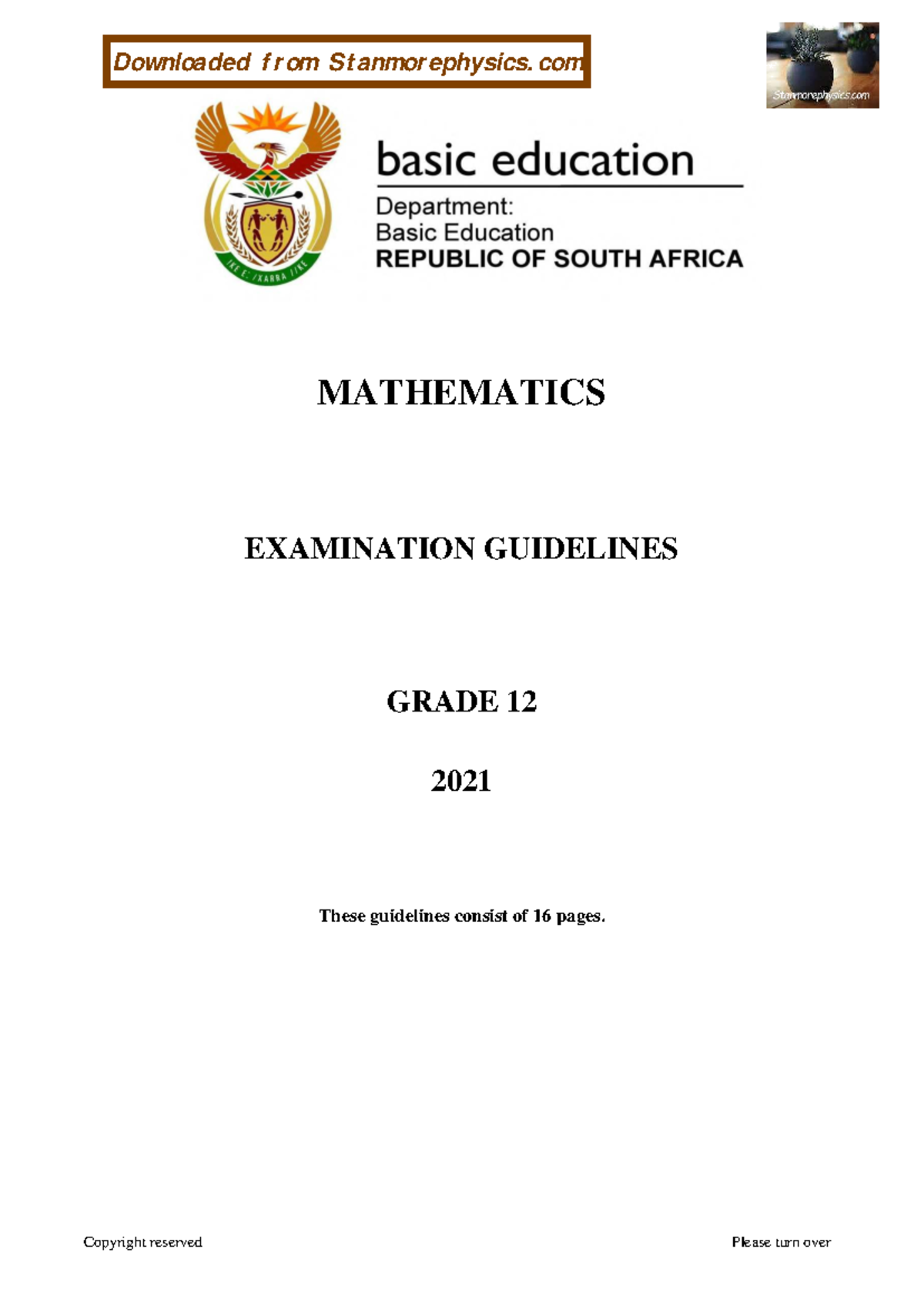 Mathematics gr 12 exam guidelines 2021 eng mathematics examination
