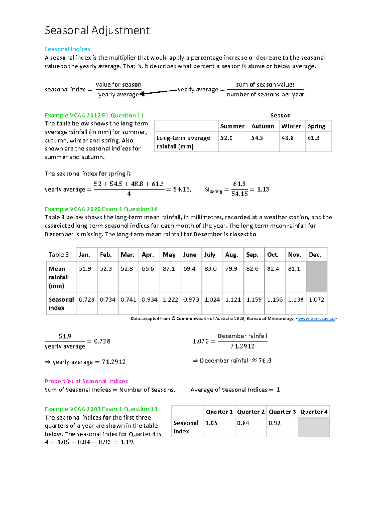 Seasonal Adjustment: Understanding Seasonal Indices and Their ...
