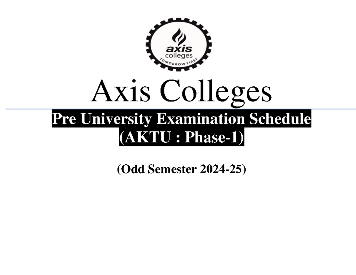 Pre University Examination Schedule Odd Sem 202425(AKTU Phase1