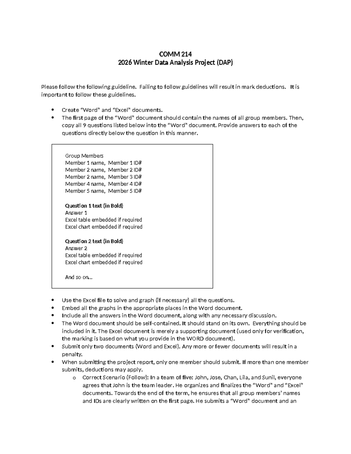 COMM 214 2026 Winter Data Analysis Project Guidelines - Studocu