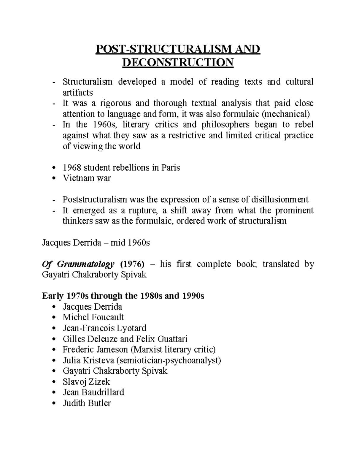 Poststructuralism and Deconstruction: Key Concepts and Theories - Studocu