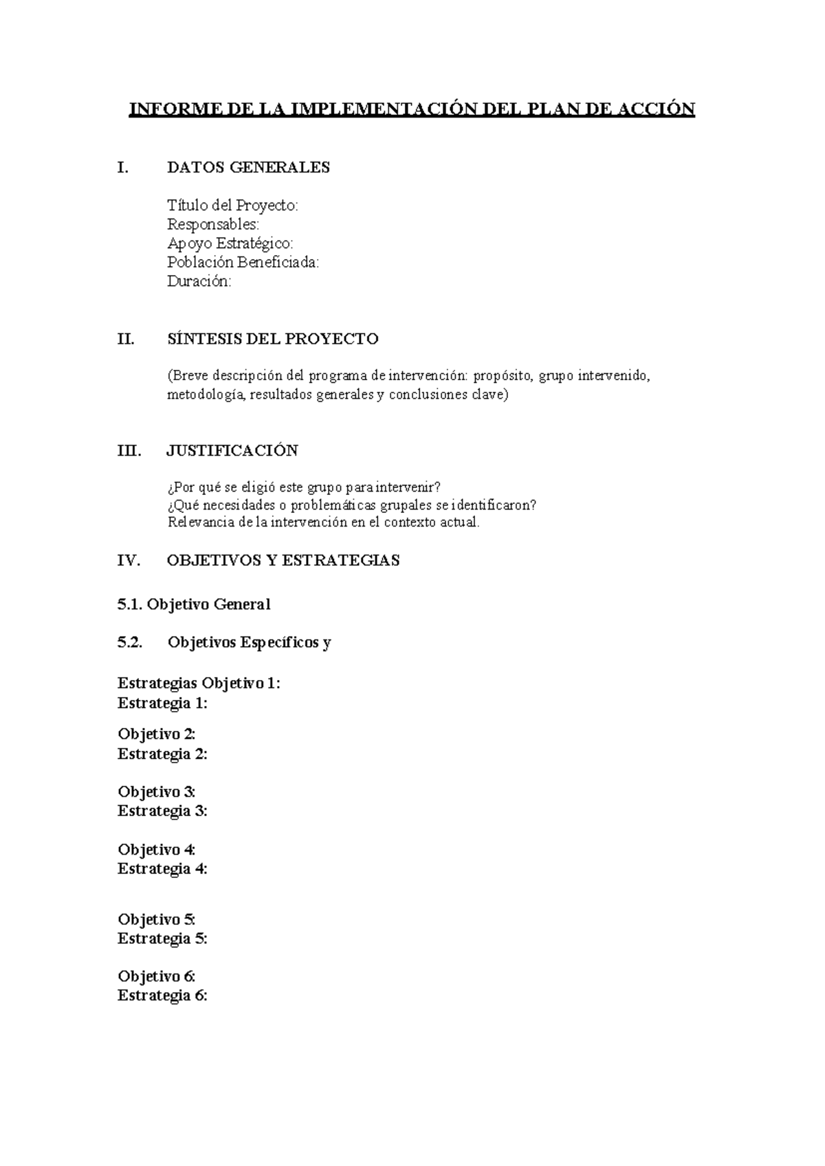 Informe Final de Dinámicas de Grupo 1: Implementación del Plan de ...