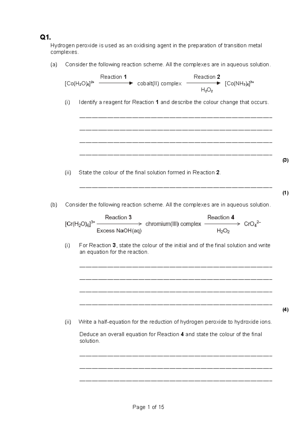 Redox Titration Practice Questions (Chemistry 101) - Studocu