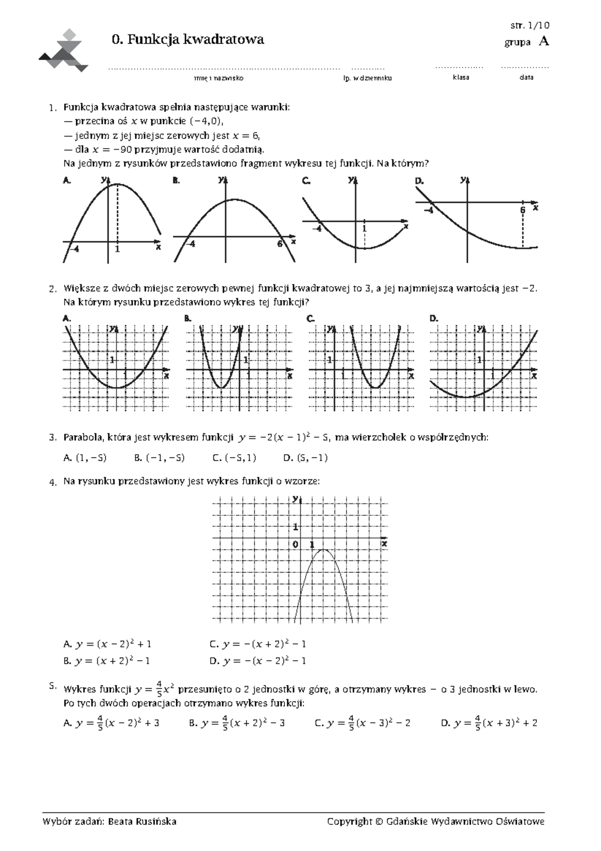 funkcja-kwadratowa-matematyka-rozszerzona-klasa-1-zbi-r-zada-studocu