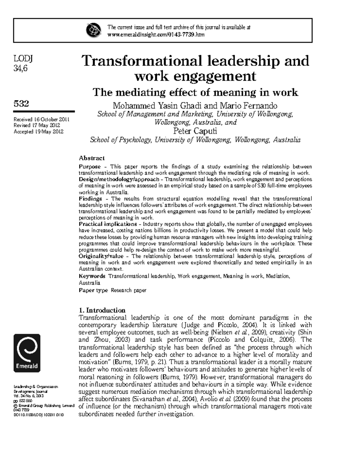 B3 The mediating effect of meaning in work - Transformational ...