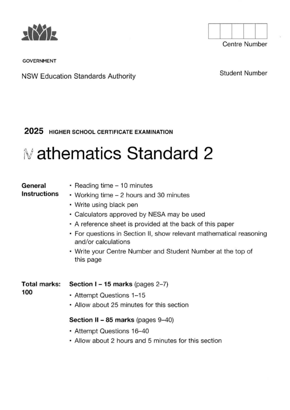 HSC Maths Std 2 2025 Exam Solutions and Guide - Studocu