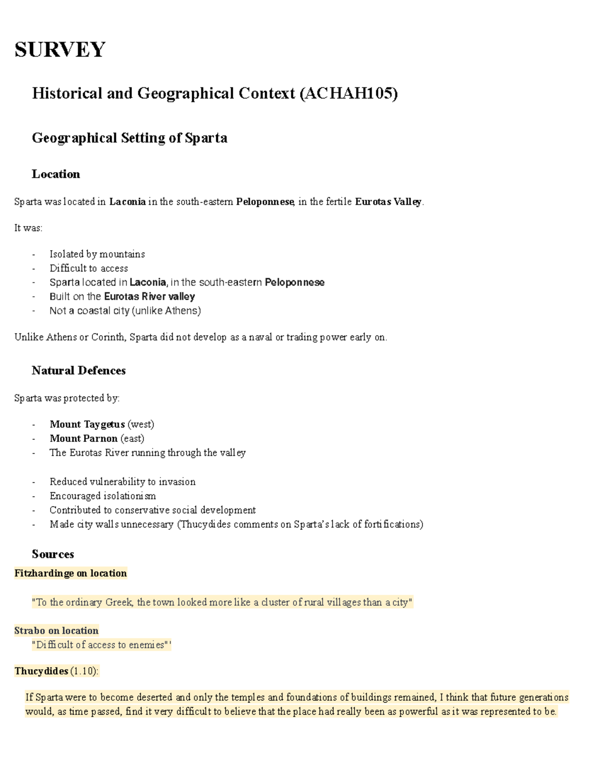 SPARTA 101: Geographical Context and Social Structure Notes - Studocu