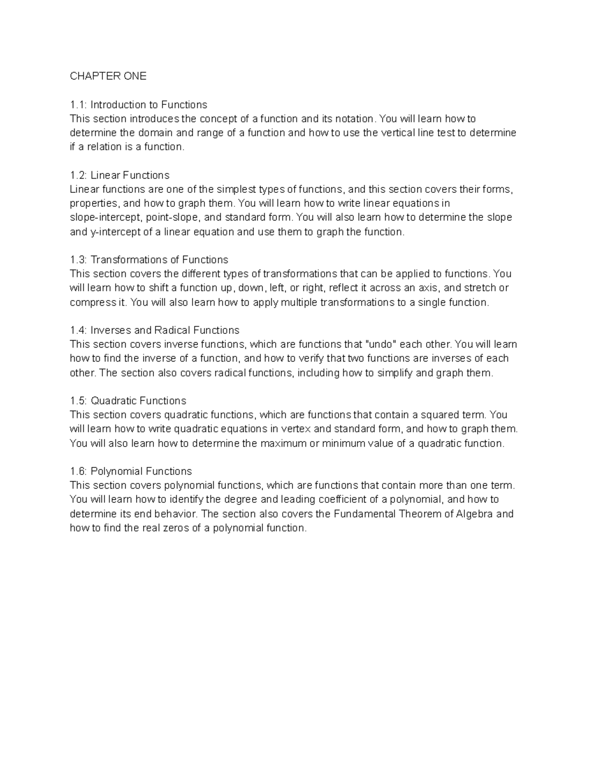 Chat01 - This summarizes each section in Chapter 1 of Core Connections ...