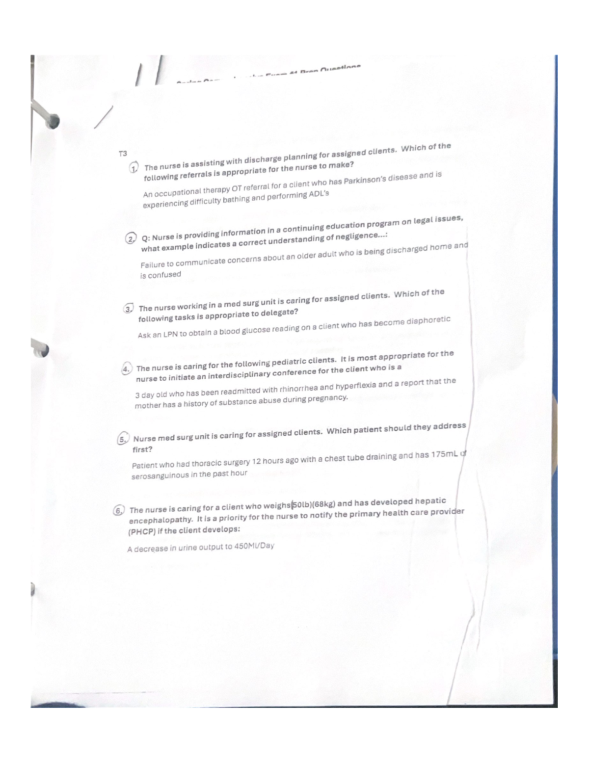 NUR 101 - Practice Questions for Nursing Students - Studocu