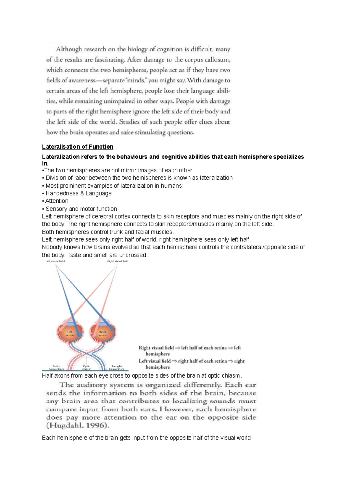 Cerebral cortex - Lateralisation of Function Lateralization refers to ...