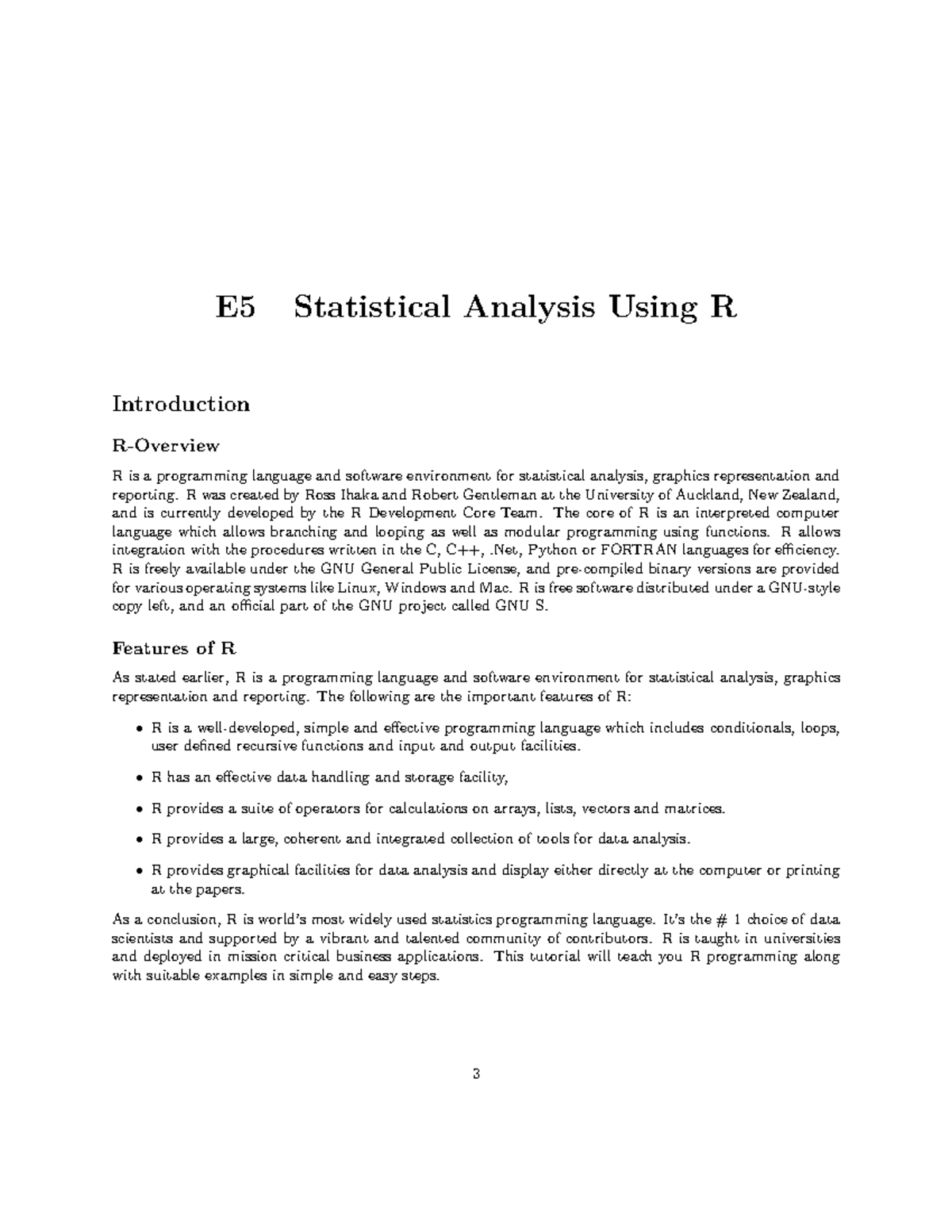 E5 Statistical Analysis Using R - E5 Statistical Analysis Using R ...