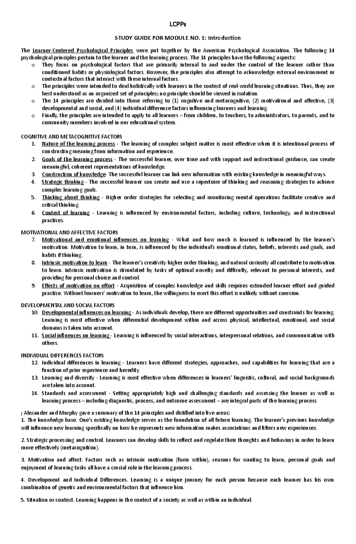 LCPP 1-7 Study Guide: Learning Principles & Human Development Concepts ...