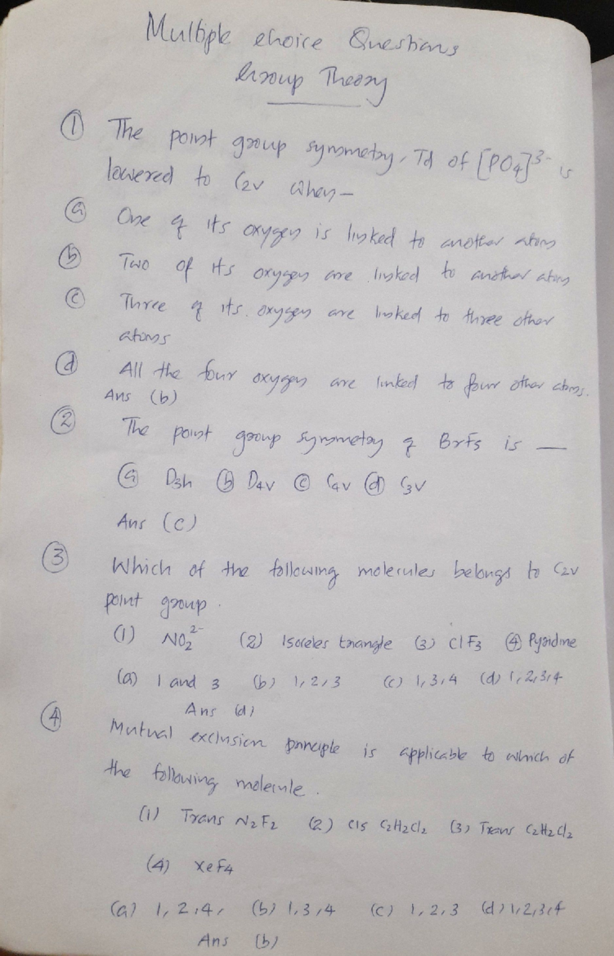 MCQ Notes on Group Theory for Course Code: Arun Sir - 01-Nov-2023 - Studocu