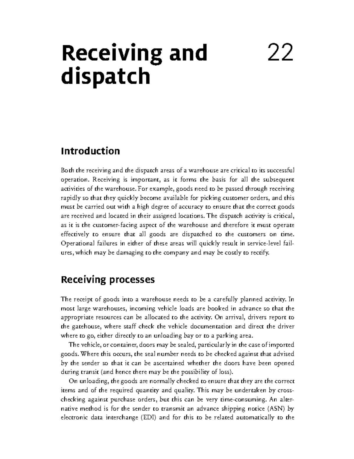 Receiving and Dispatch Processes in Warehouse Management 22 - Studocu