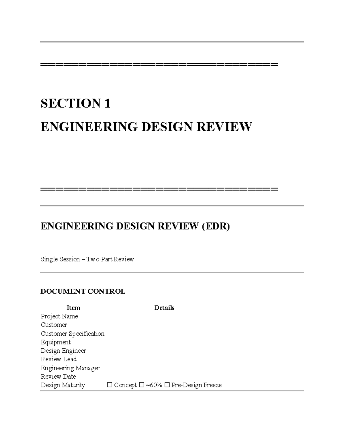 Engineering Design Review (EDR) Format - Lecture Notes - Studocu