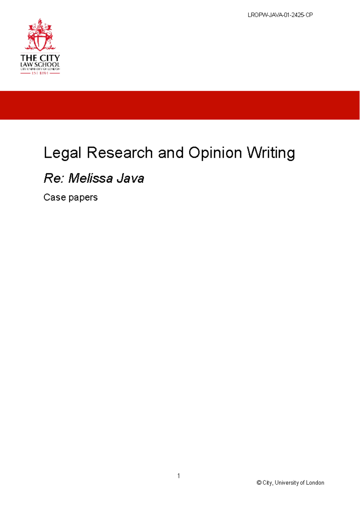 Java cp - This is a legal opinion writing case paper - 1 Legal Research ...