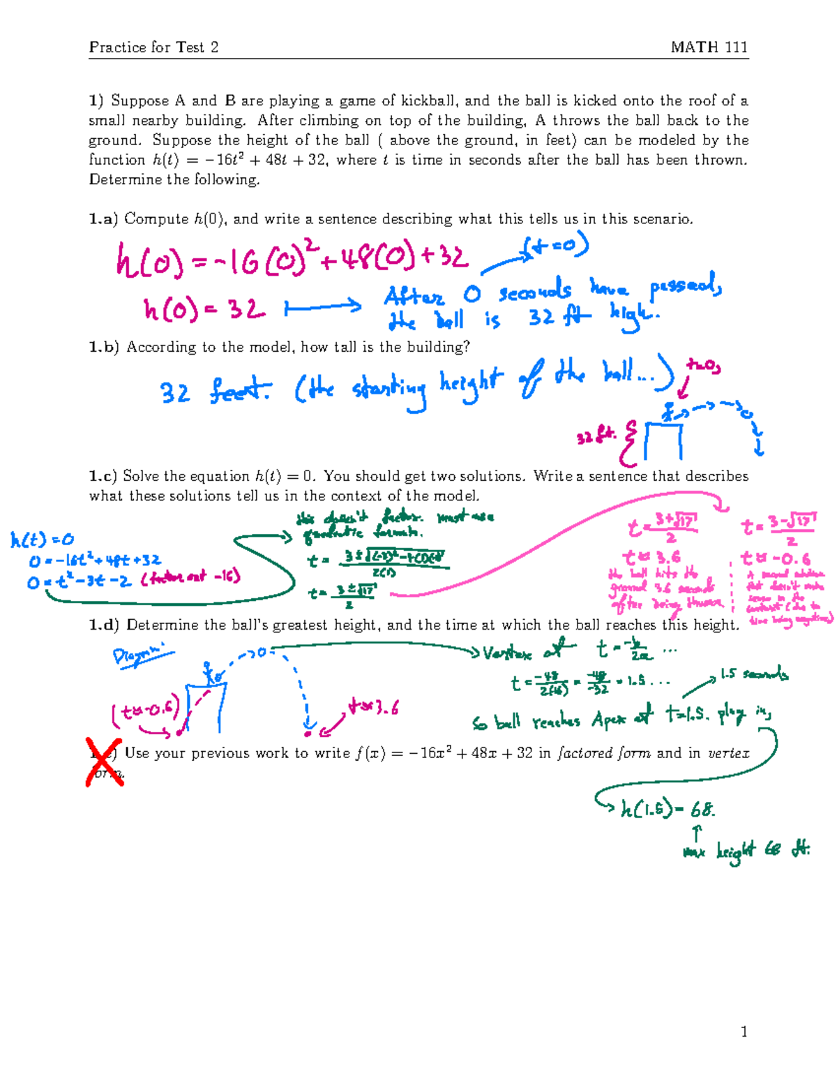 Practice Test 2 Solutions for MATH 111 - Studocu