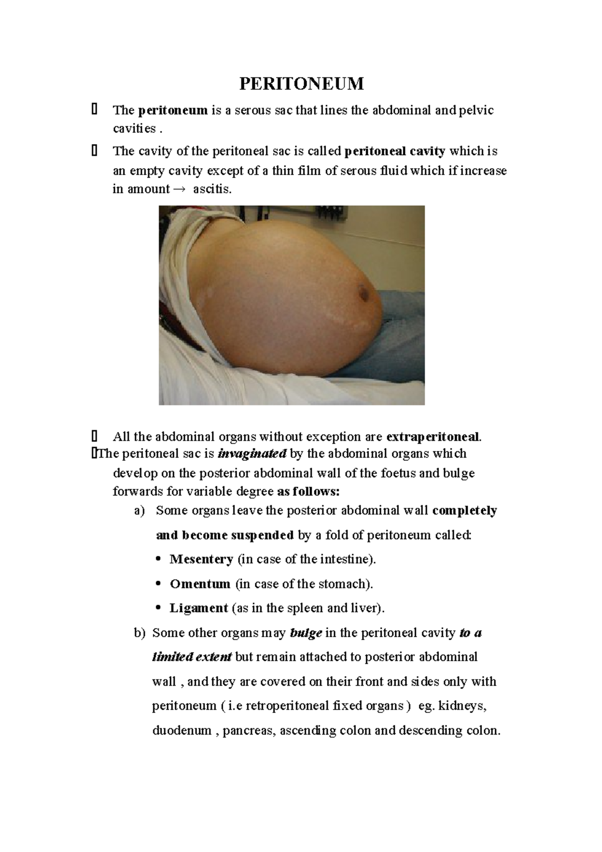 Anatomy of the Peritoneum: Final Exam Study Notes - Studocu
