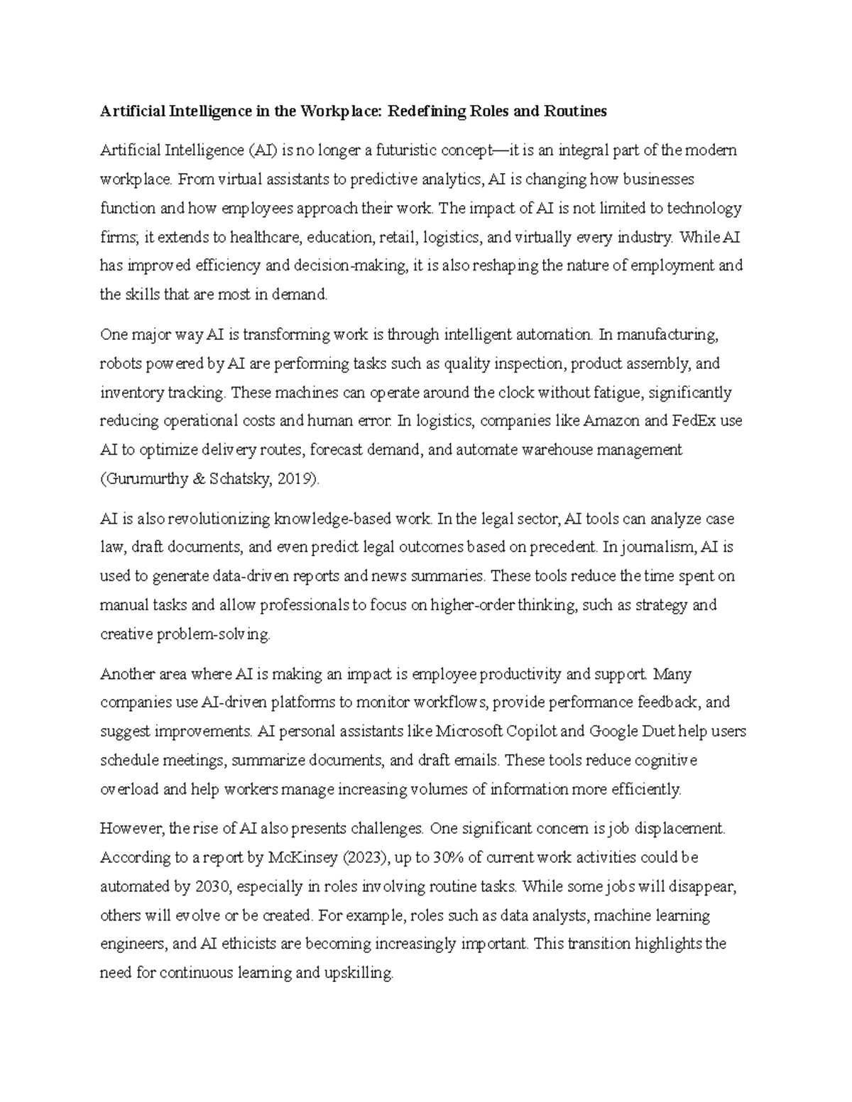 AI in the Workplace: Transforming Roles & Routines (Artificial ...