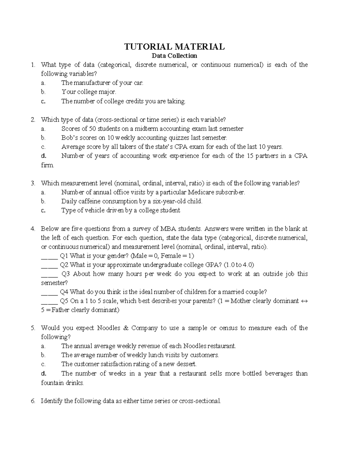 Exercise Chapter 2 - Data Collection & Analysis (STAT) - Studocu