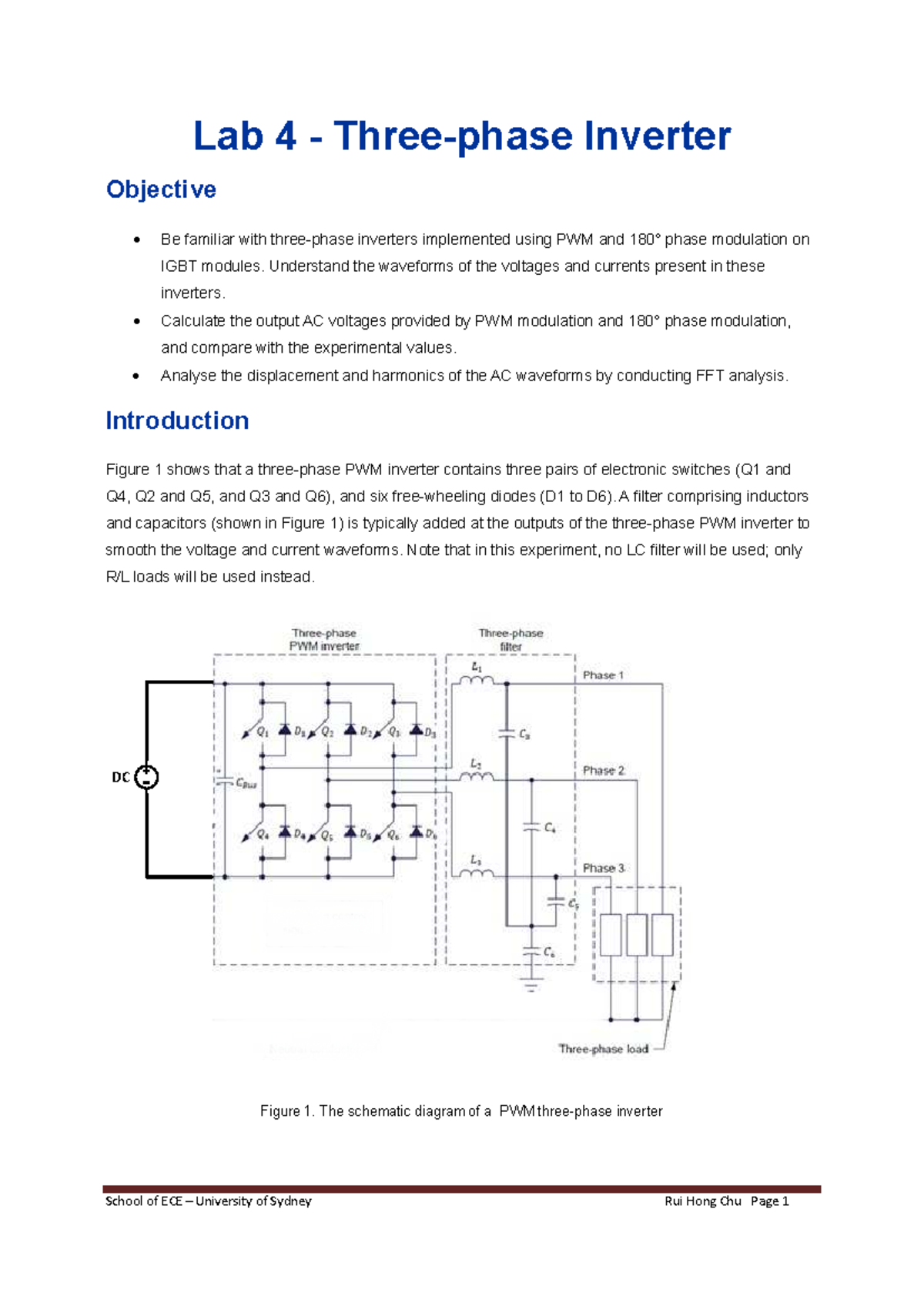 Lab 4: 3-Phase Inverter Analysis with PWM and Phase Modulation - Studocu